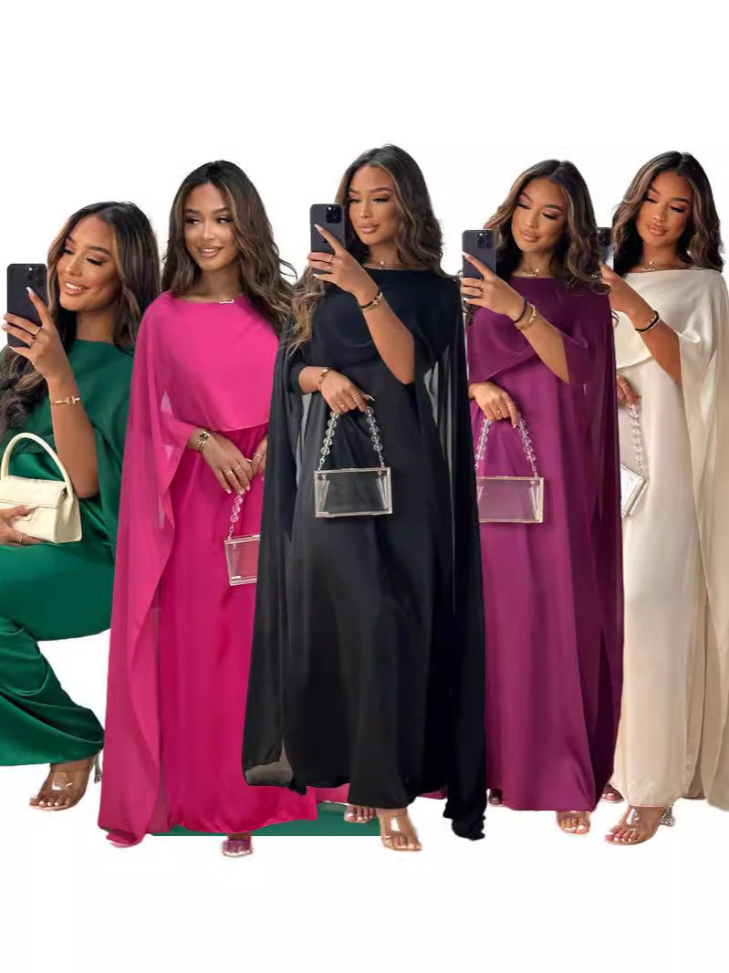Robe en satin à taille haute pour femmes avec mesh