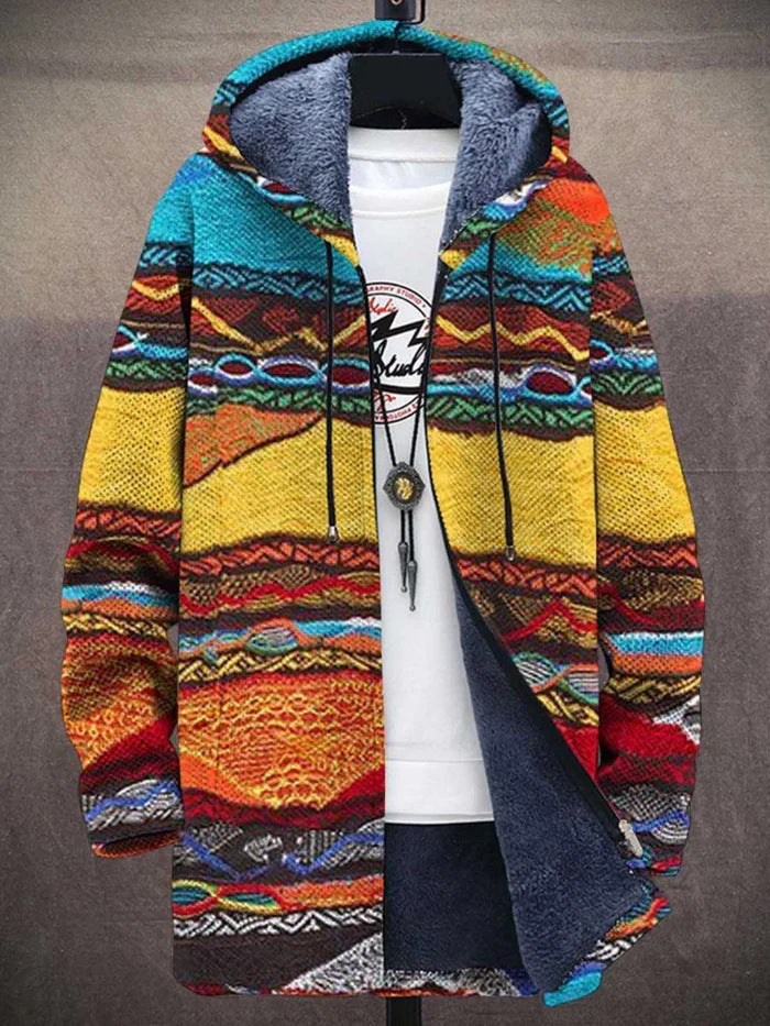 Manteau à capuche pour homme avec impression numérique et doublure en polaire