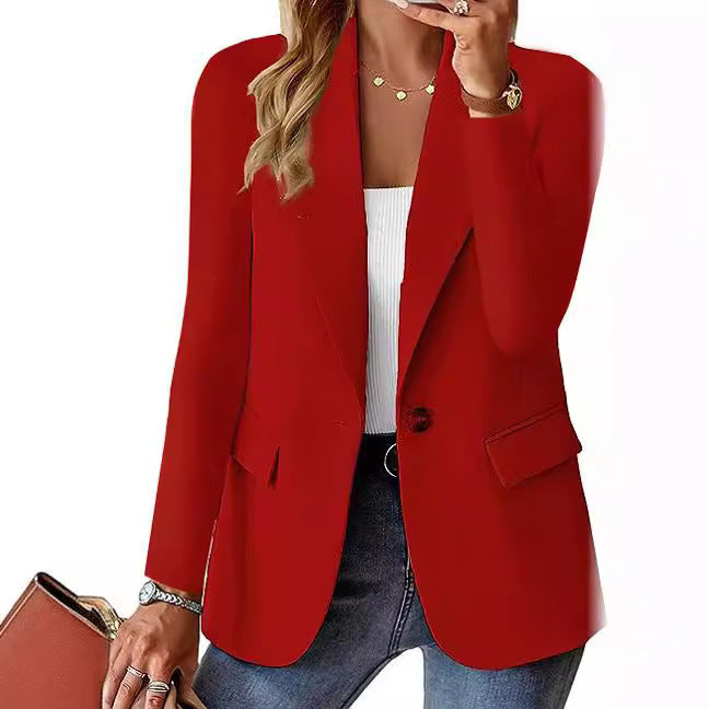 Cardigan blazer uni à manches longues pour femmes