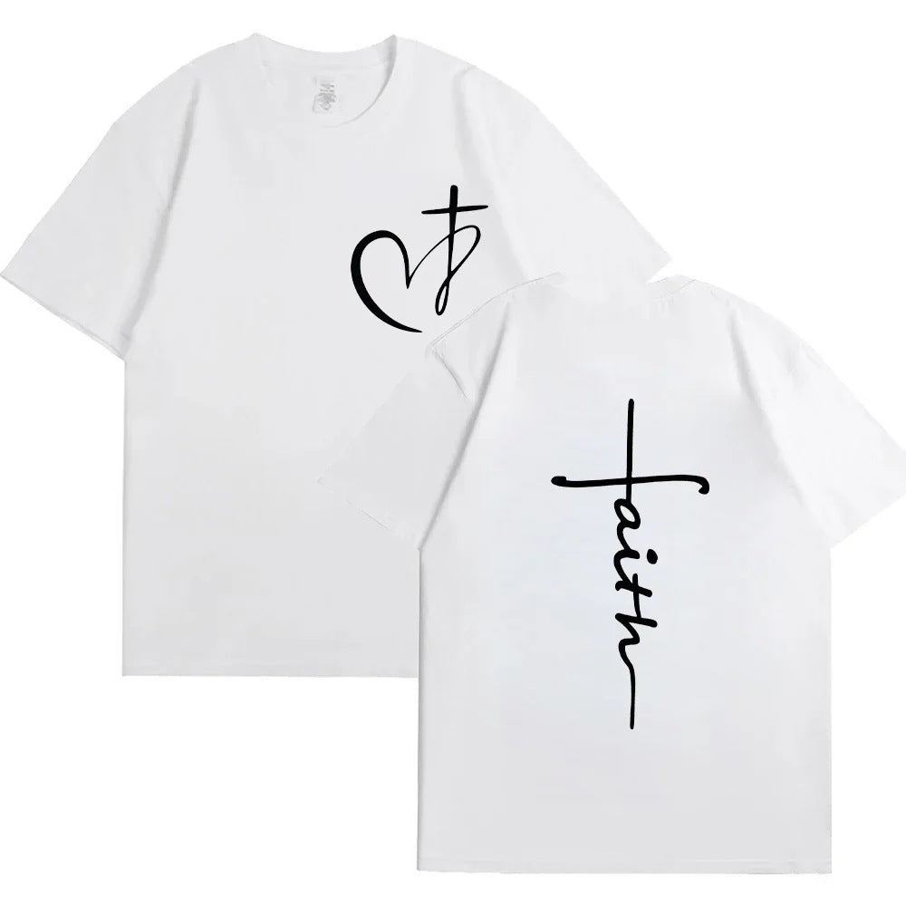 T-shirt en coton pour femmes avec imprimé cœur