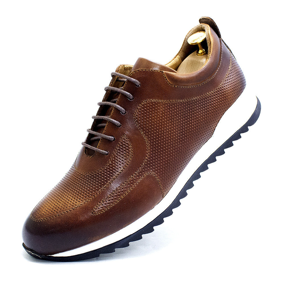 Chaussures en cuir décontractées pour hommes, à lacets, respirantes, formelles