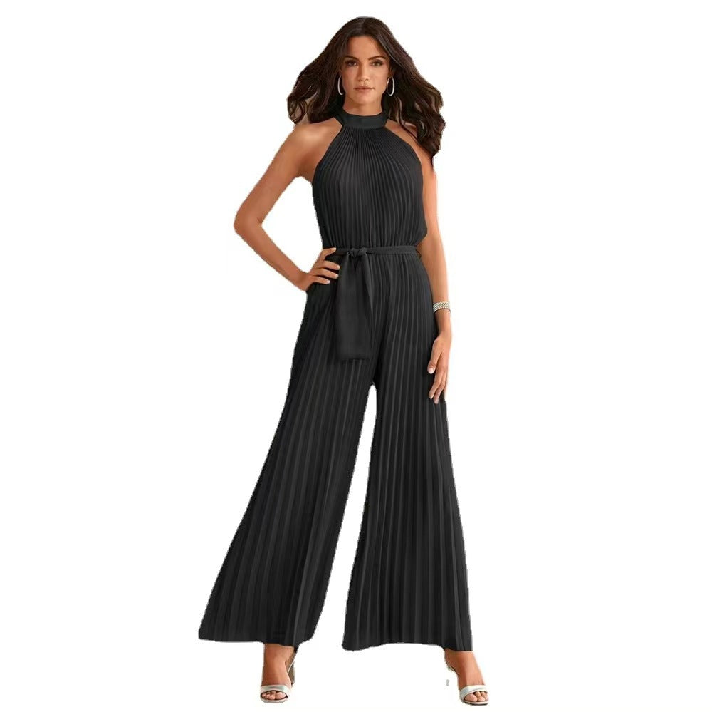 Pantalon large à col licou pour femmes