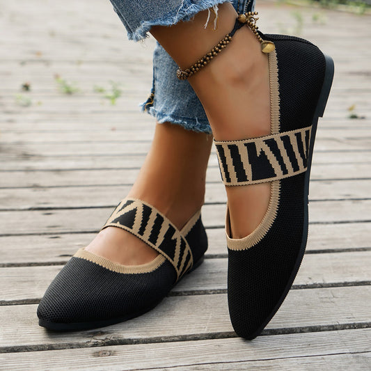 Chaussures de travail pour femmes mocassins à talon plat, couleur unie, tissé volant, décontracté, bout pointu, ouverture basse, grande taille pour le commerce extérieur transfrontalier rétro