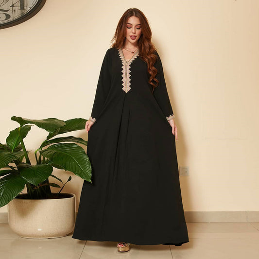 Robe à grand volant de style ethnique européen et américain en dentelle tendance