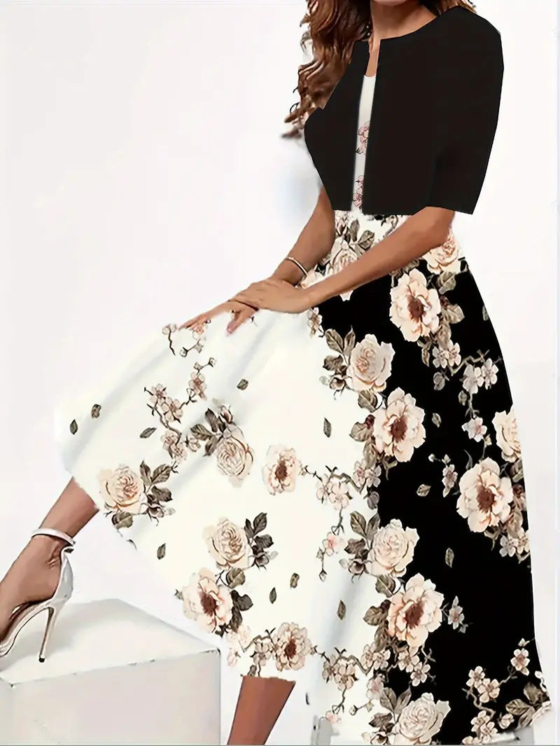 Ensemble de robe deux-pièces pour femmes à imprimé floral