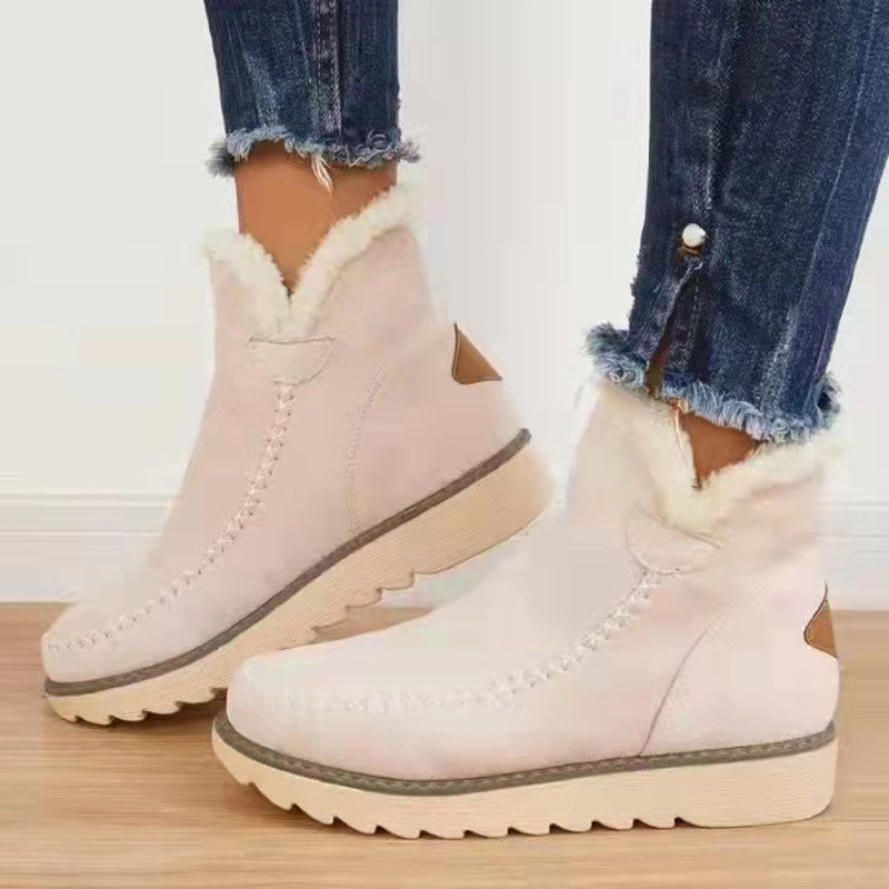 Bottes de neige en tissu épais avec doublure en fourrure