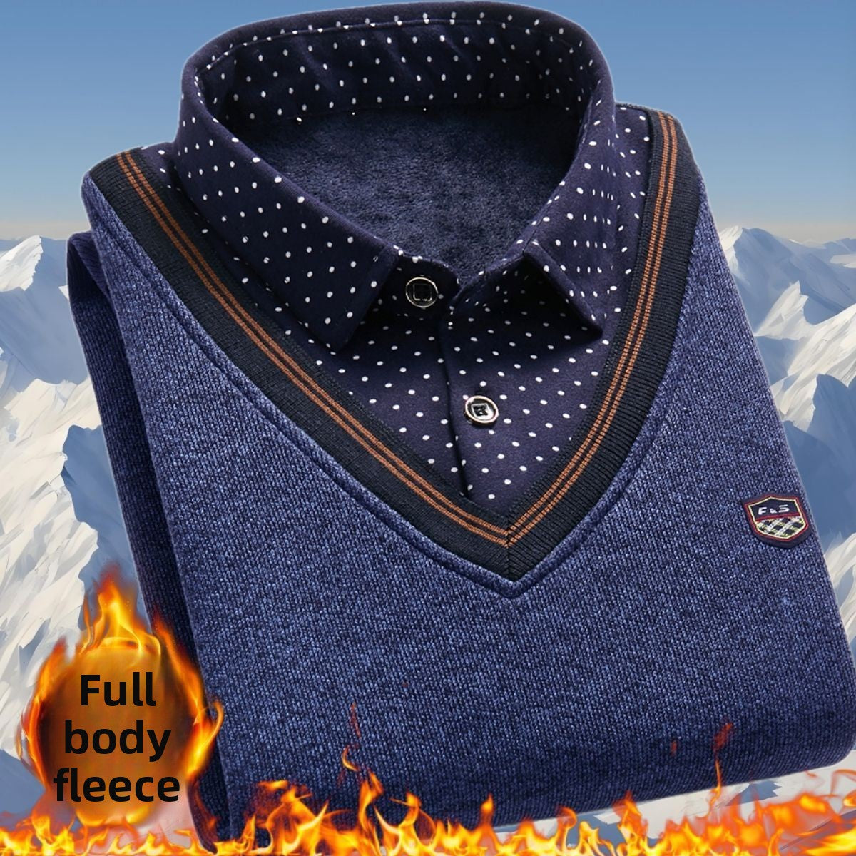 Pull polaire d'hiver en maille - faux deux pièces