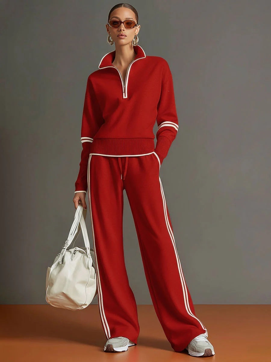 Ensemble de survêtement pour femmes à pantalon large avec cordon de tirage
