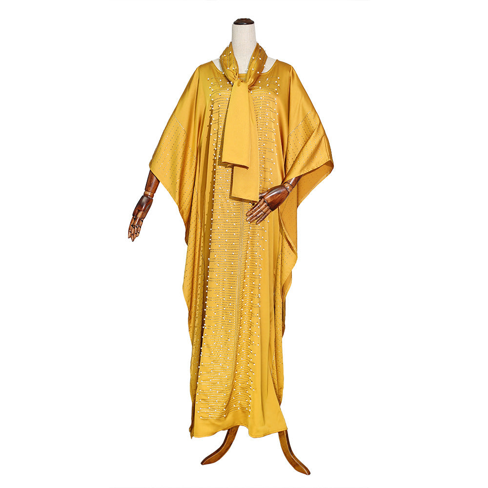 Habit :Robe de chambre en satin de soie à manches chauve-souris pour femme