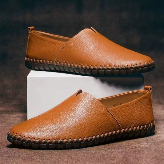 Chaussures décontractées en cuir respirant pour hommes à enfiler
