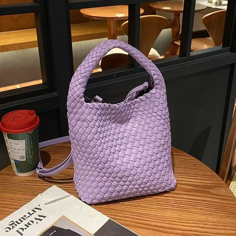 Sac fourre-tout bandoulière en cuir PU tissé