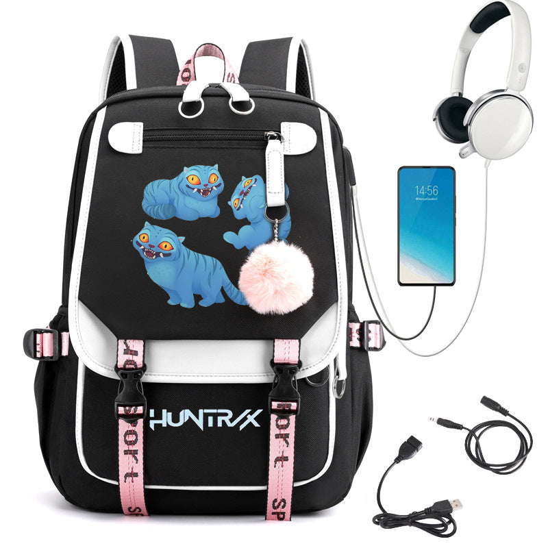 Sac à dos d'école avec motif cartoon et grande capacité