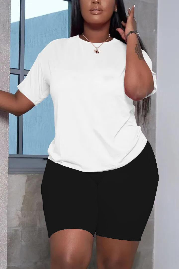 Ensemble deux pieces de t-shirts decontractes unis pour femmes
