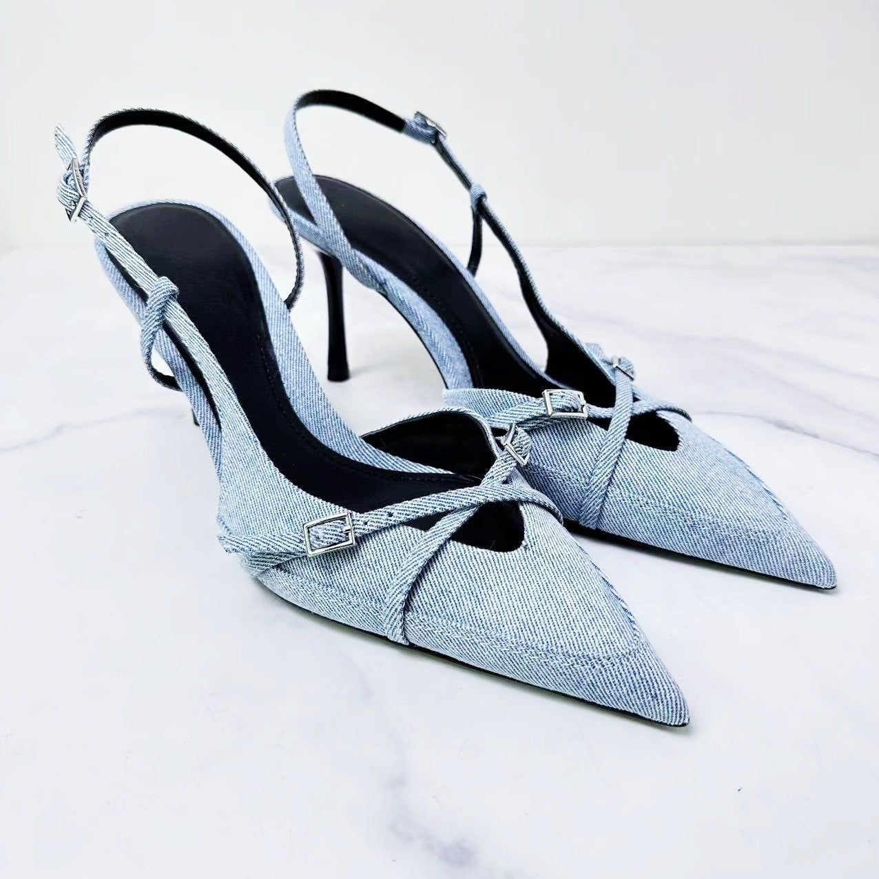sandales à talons hauts en jean
