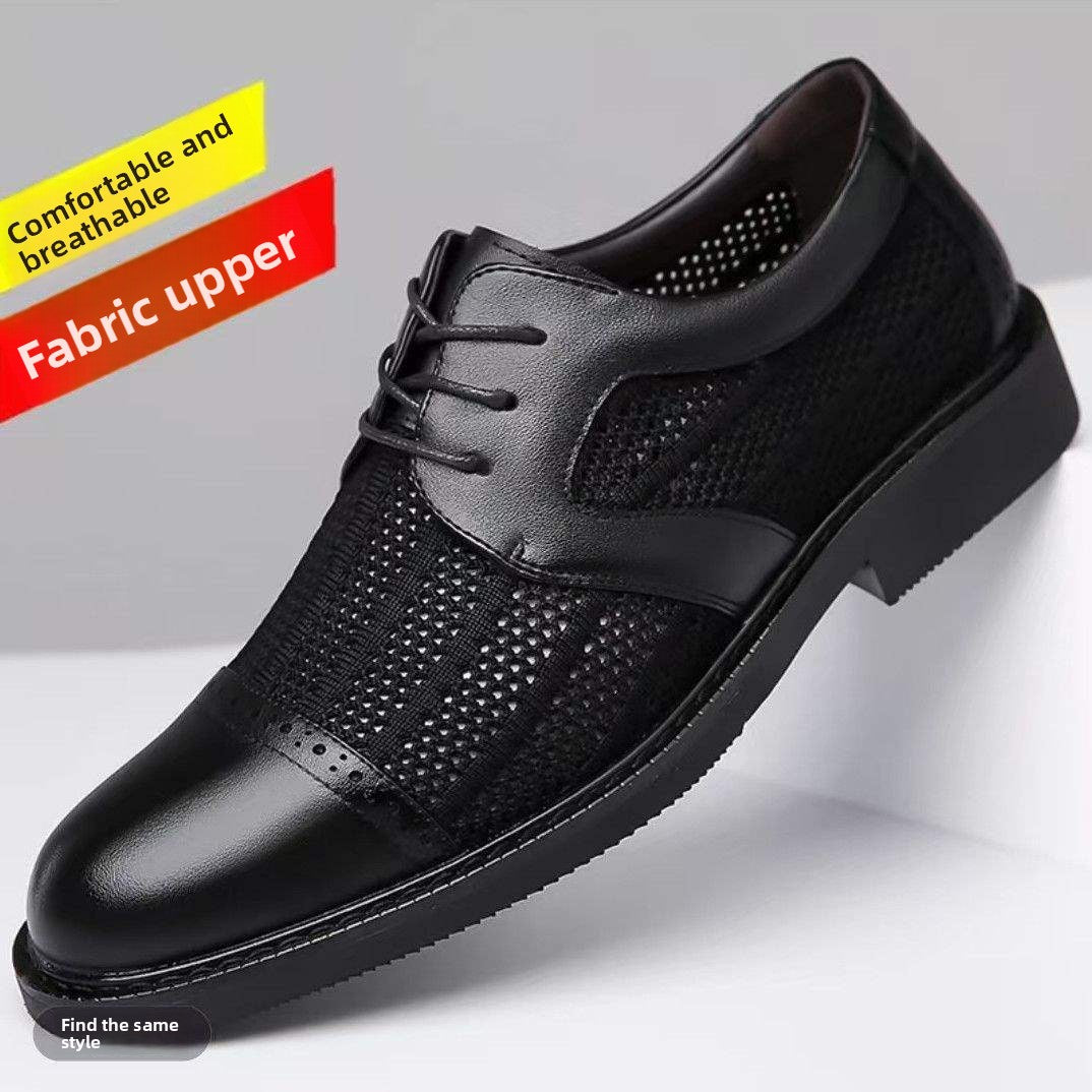 Chaussures decontractees en cuir et maille respirante pour hommes