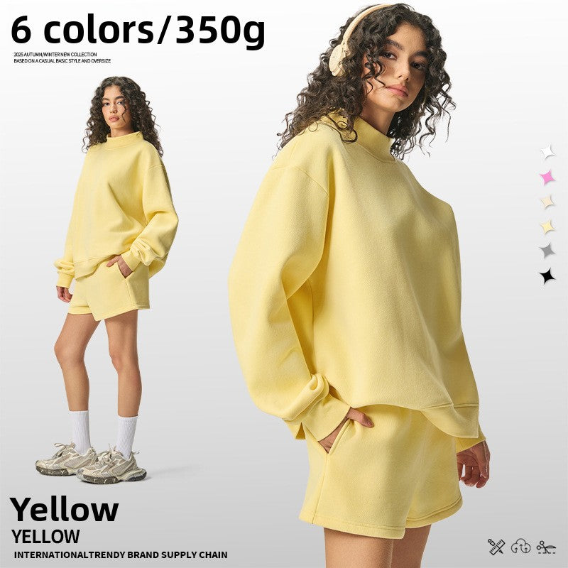 Sweat-shirt pour femmes en velours épais à col montant demi