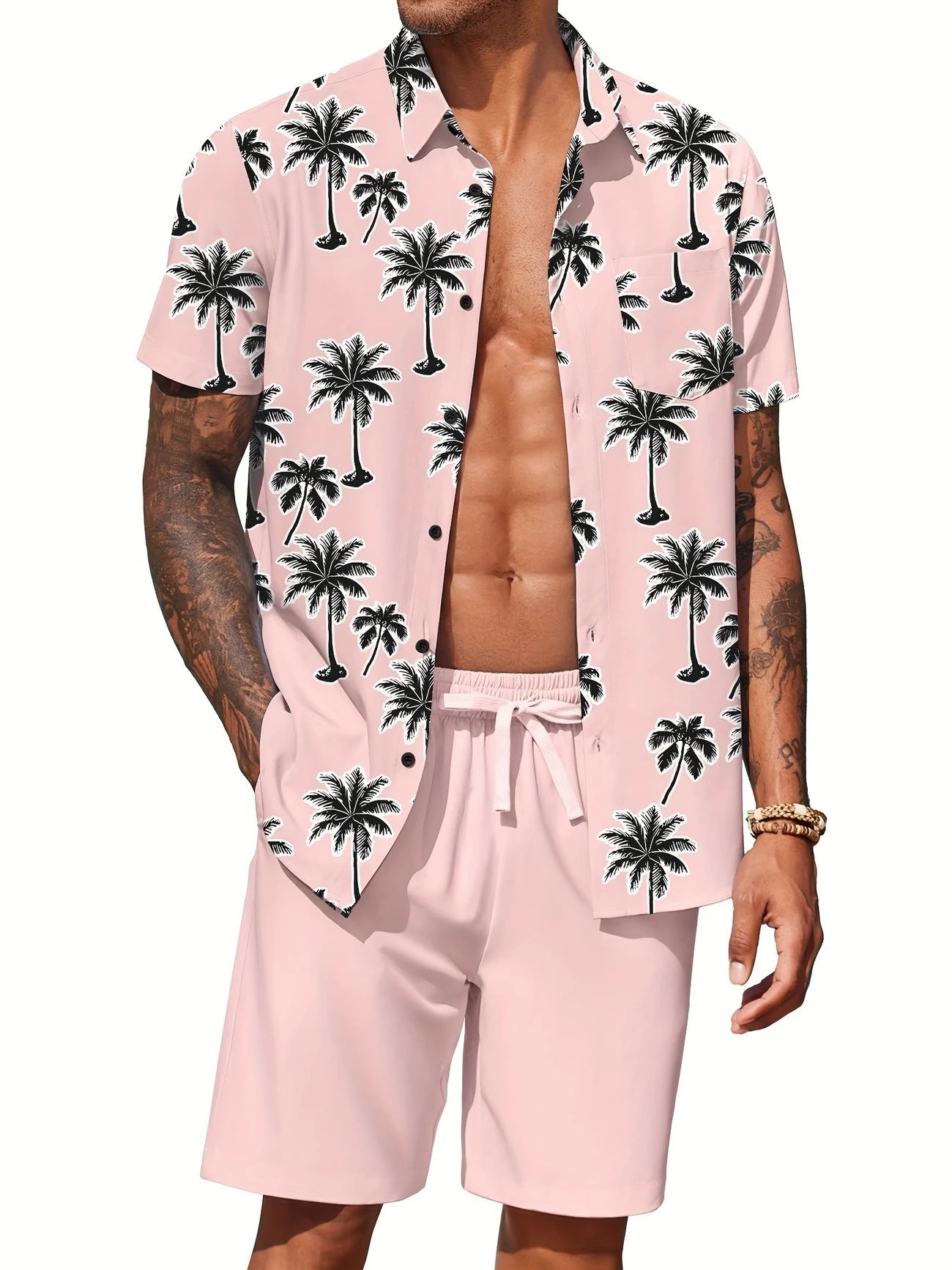 Chemise hawaïenne décontractée à manches courtes pour homme