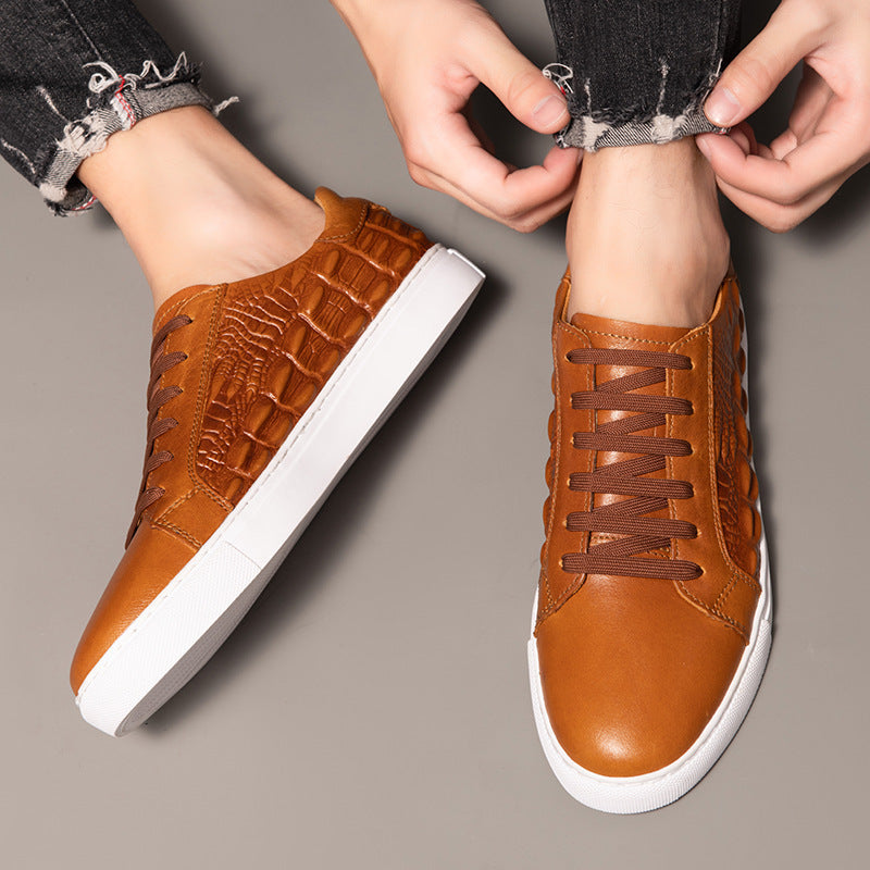 Chaussures décontractées pour hommes en cuir véritable à motif crocodile