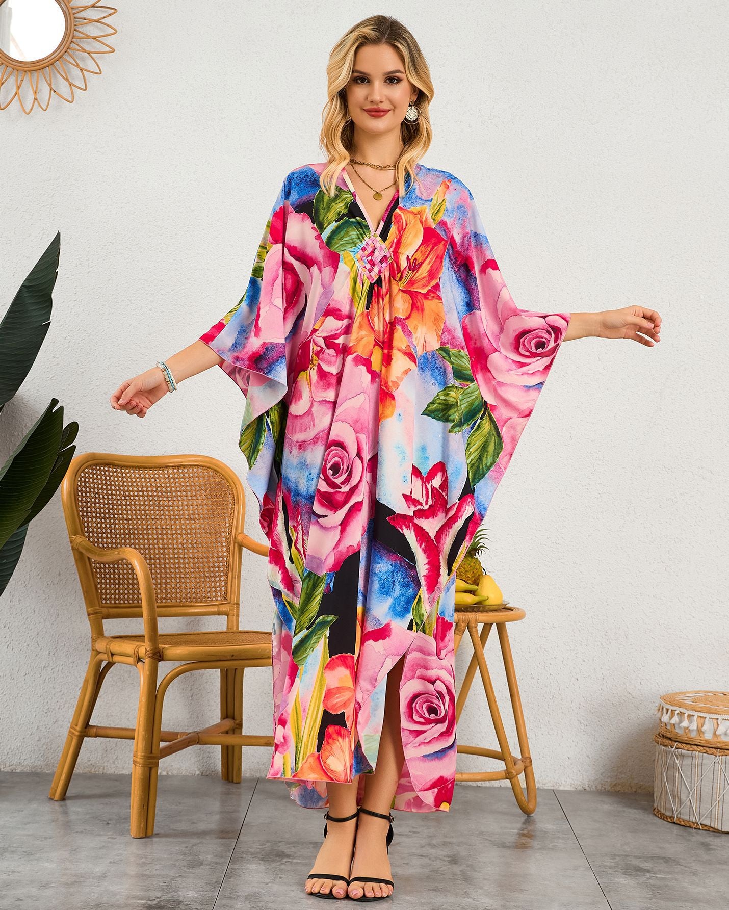 Robe de plage à encolure en V tissée