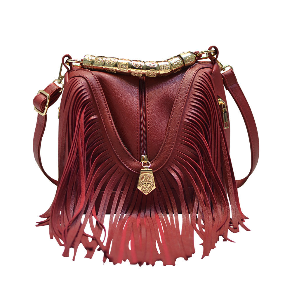 sac bandoulière à pompons