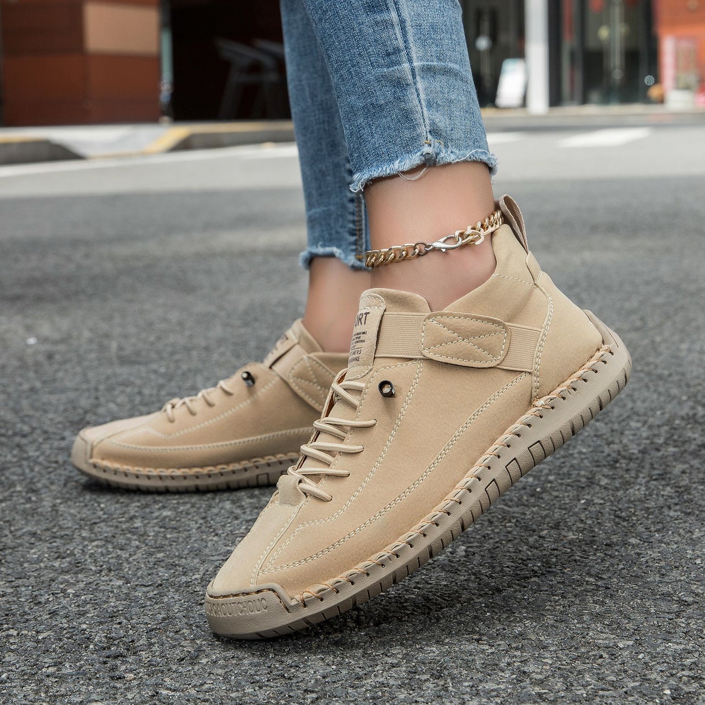 Chaussures plates décontractées pour femmes cousues à la main