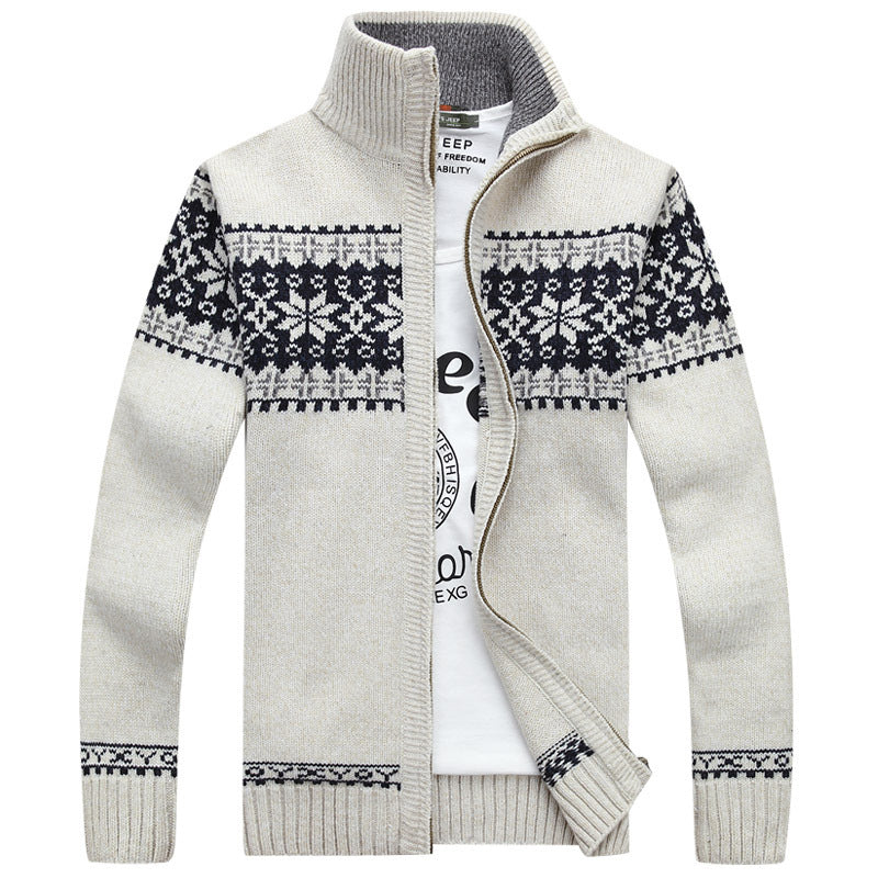 Cardigan zippé homme à col montant tricoté