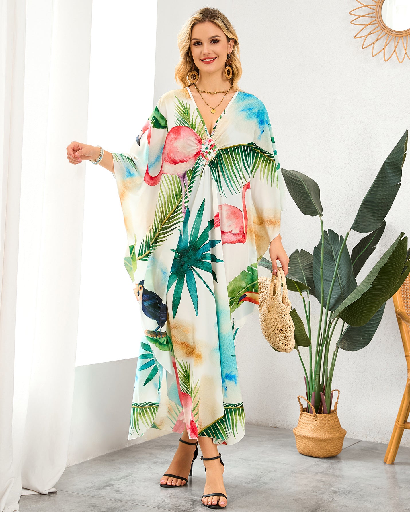 Robe de plage à encolure en V tissée