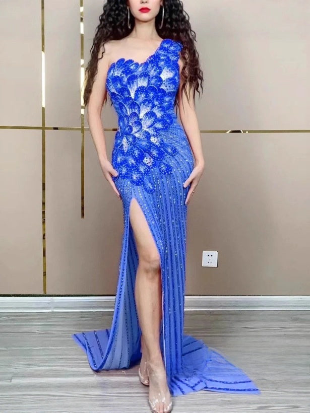 Robe de soirée en queue de poisson à une épaule