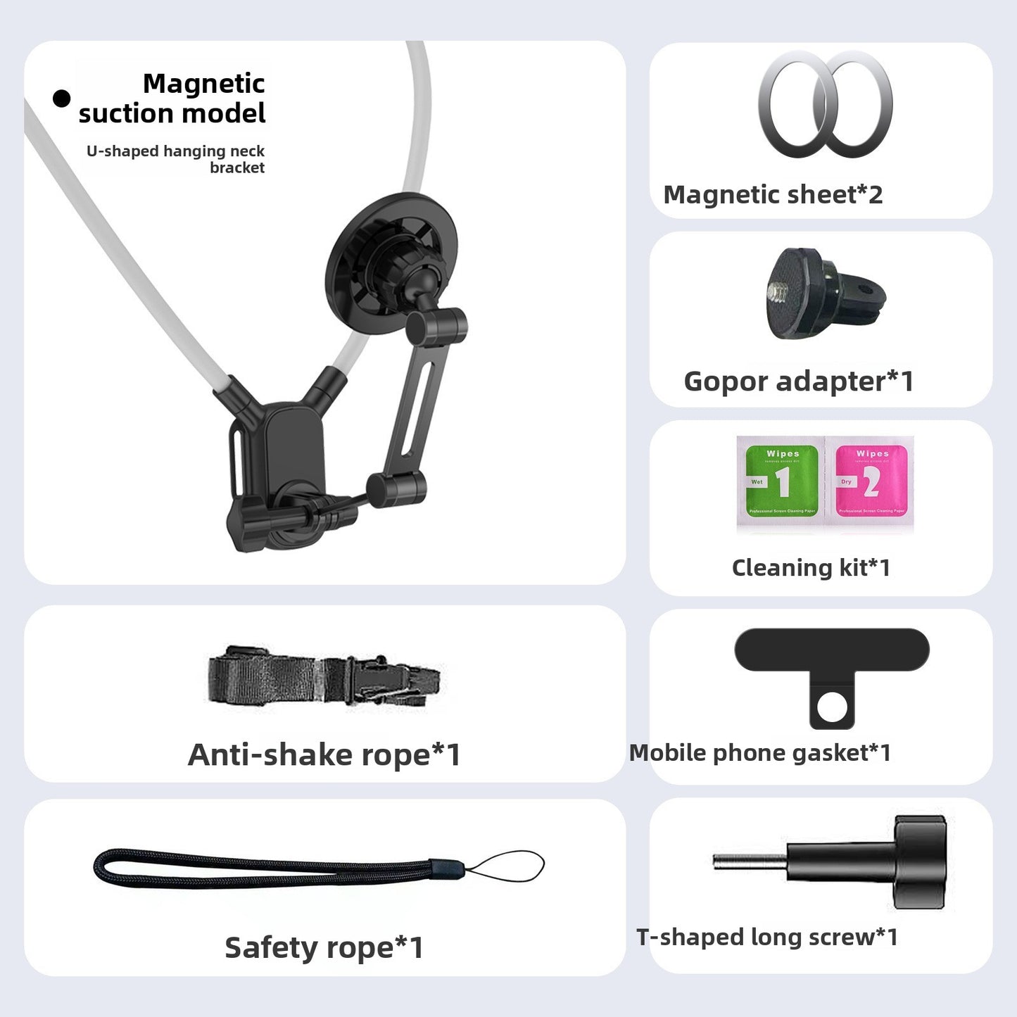 Support magnétique pour cou pour caméra d’action et téléphone
