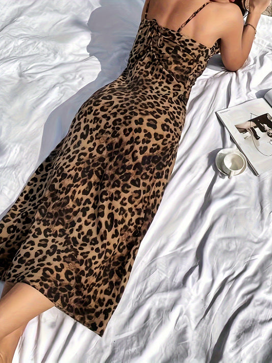 Robe sans manches à imprimé animal avec laçage pour femmes