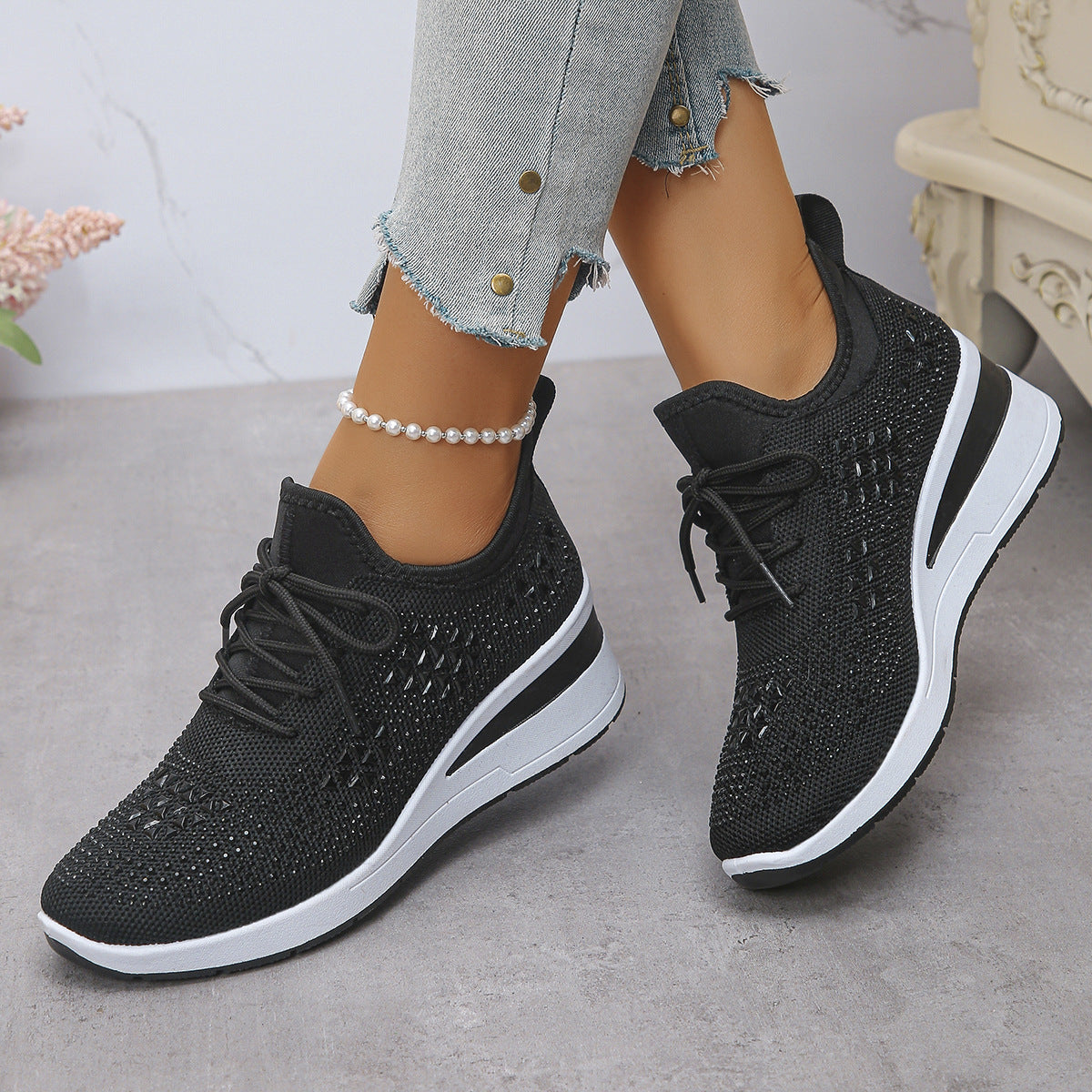 Chaussures décontractées à petit talon compensé pour femmes