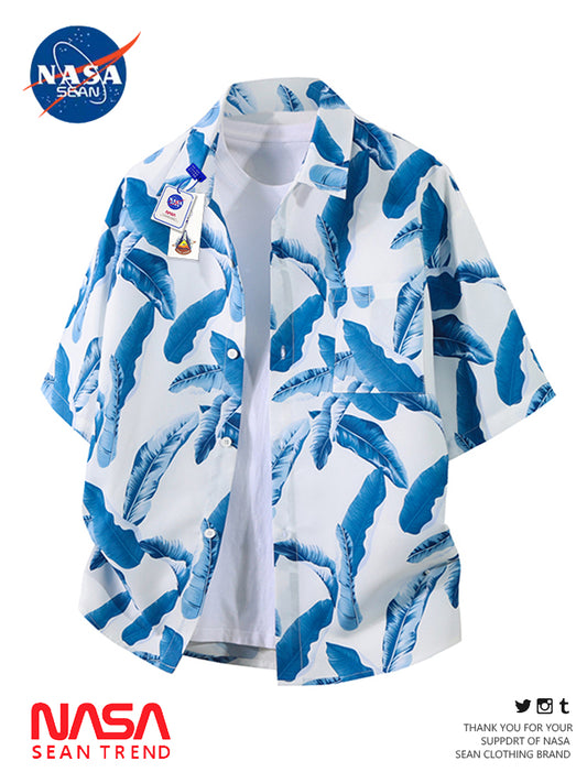 Chemise de plage a manches courtes en soie glacee