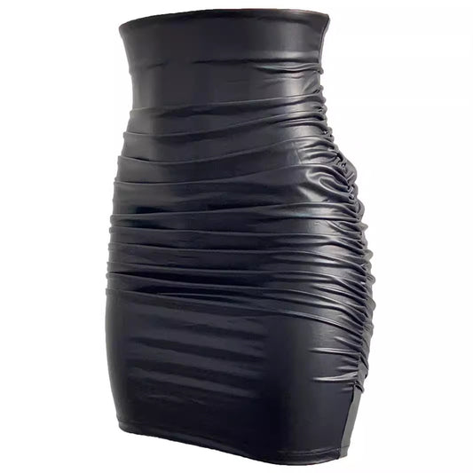 Jupe moulante en similicuir pour femme