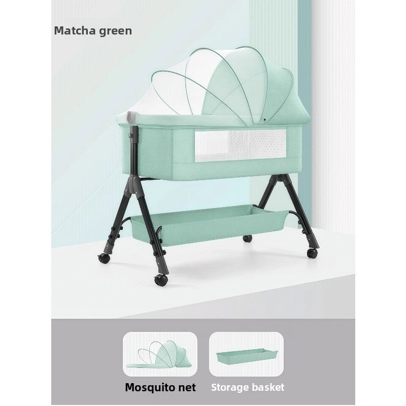 Adjustable Height Portable Baby Crib with Mosquito Net