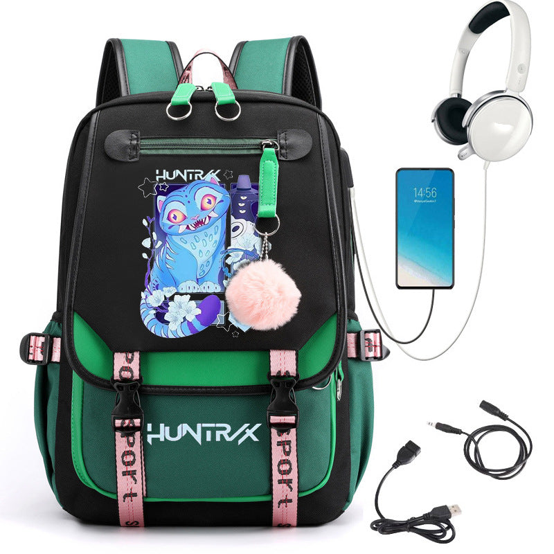 Sac à dos d'école avec motif cartoon et grande capacité