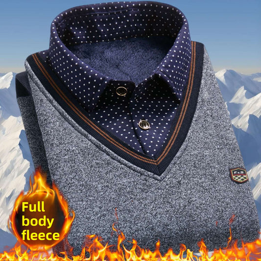 Pull polaire d'hiver en maille - faux deux pièces