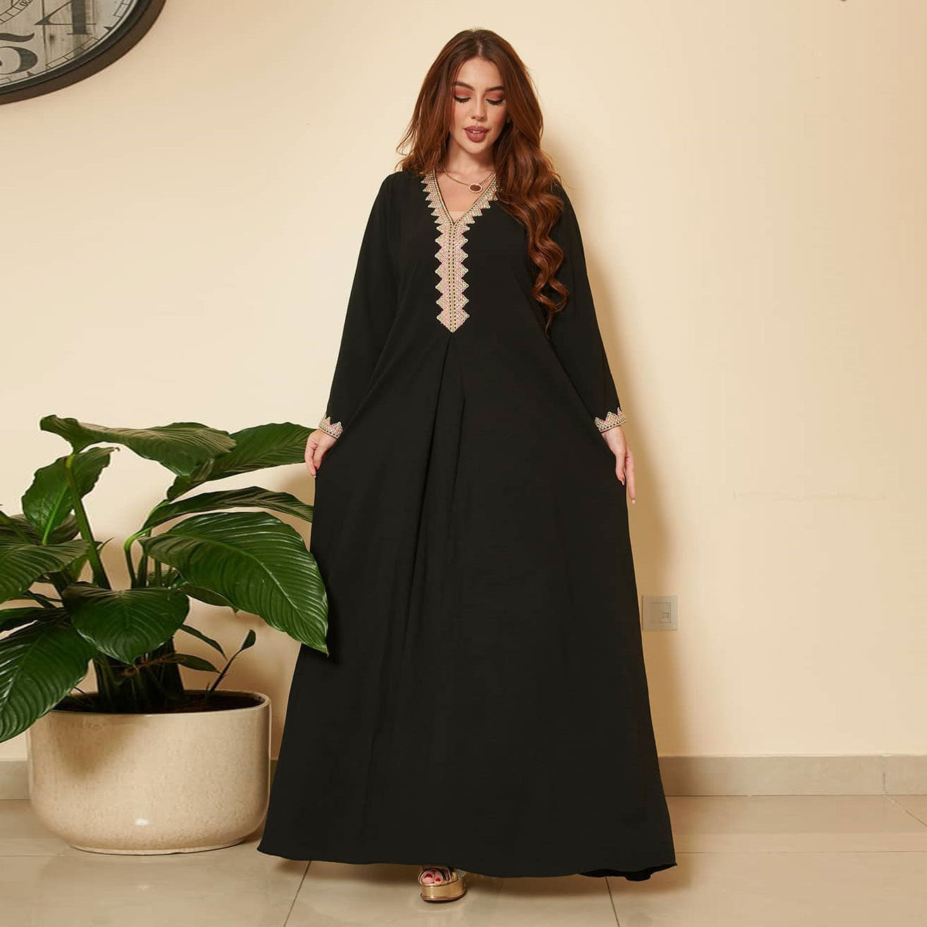 Robe à grand volant de style ethnique européen et américain en dentelle tendance