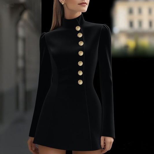 Habit :Robe courte à manches courtes de couleur unie élégante