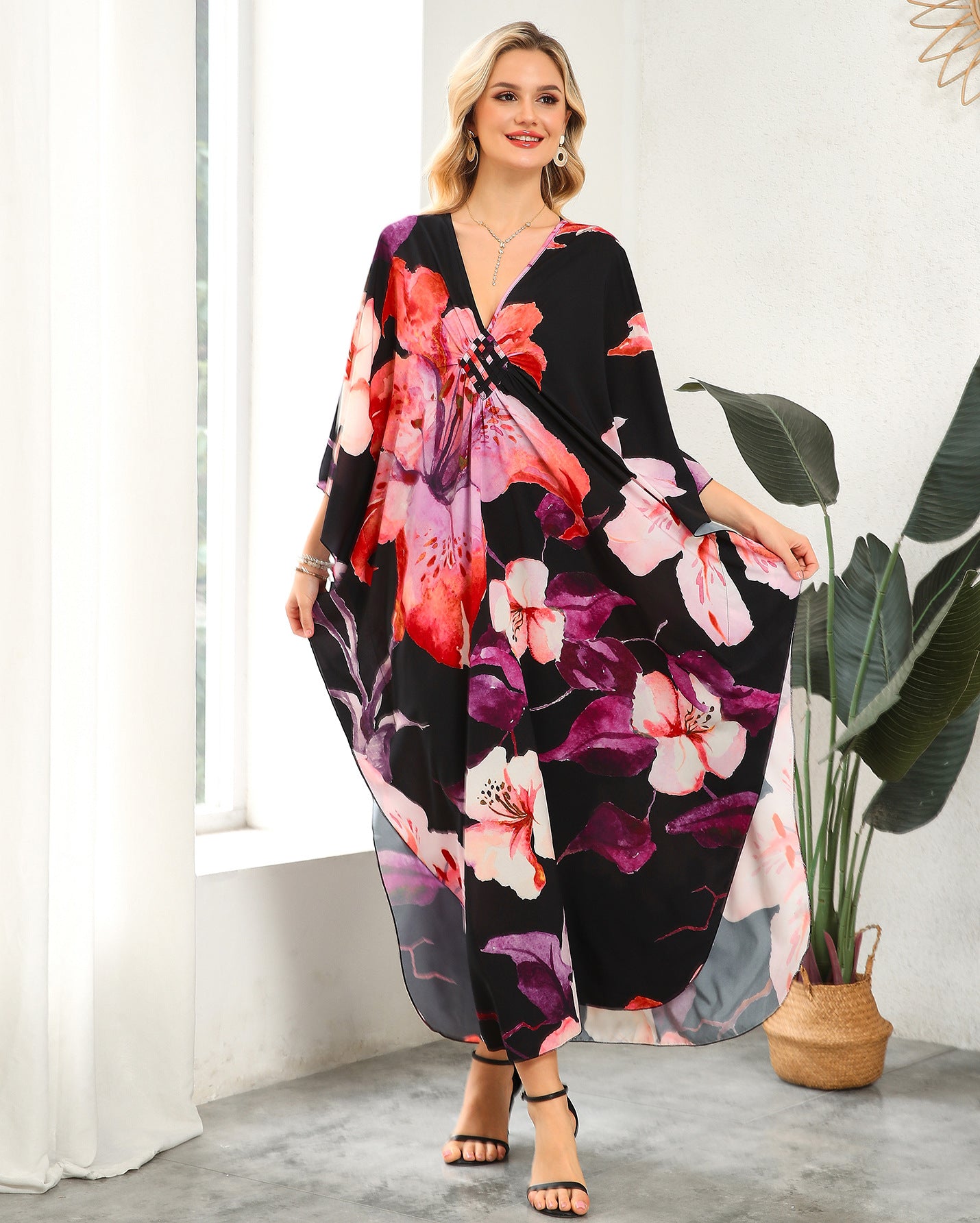 Robe de plage à encolure en V tissée