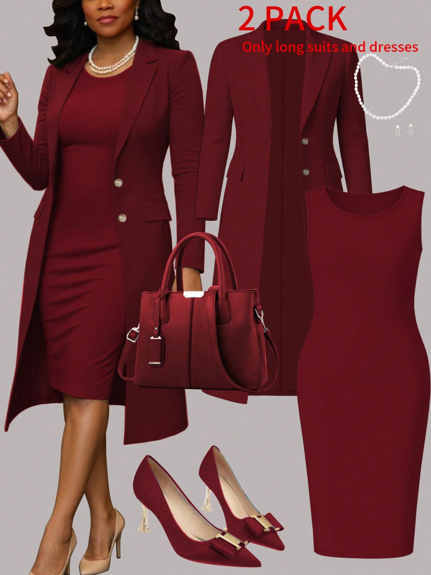 Ensemble pour femmes : costume à manches longues et robe sans manches