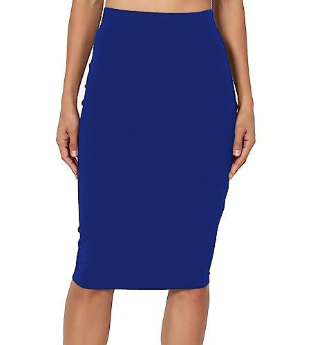 Jupe crayon taille haute à taille élastique et longueur genou