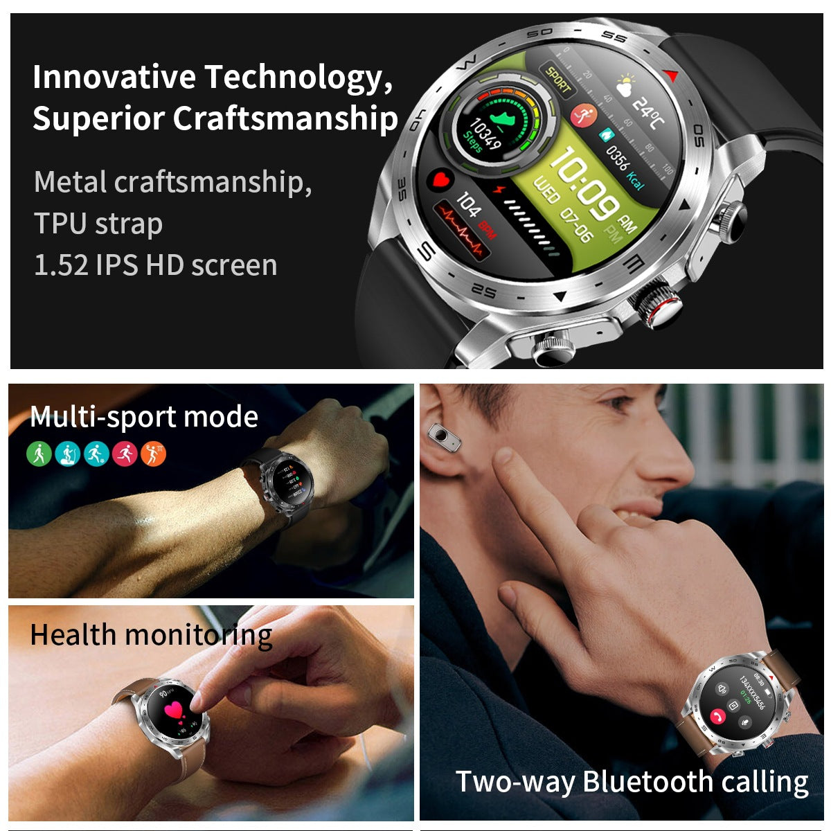 Montre intelligente avec écouteurs Bluetooth