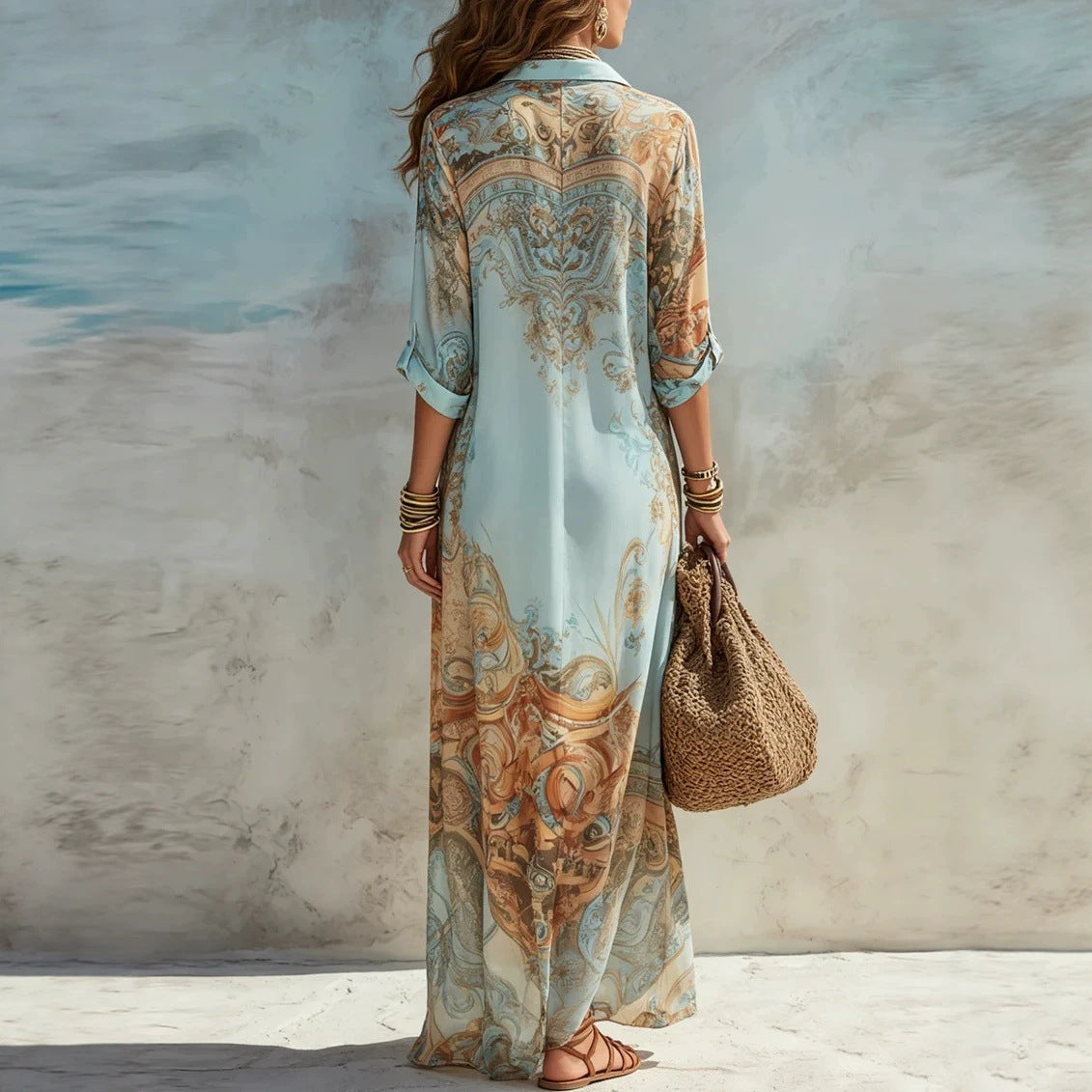Robe fluide à imprimé rétro