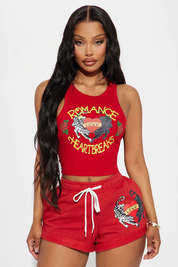 Ensemble gilet et short imprimés