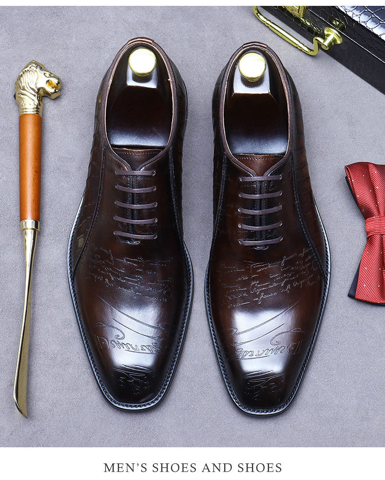 Chaussures habillées Oxford pour hommes en cuir véritable