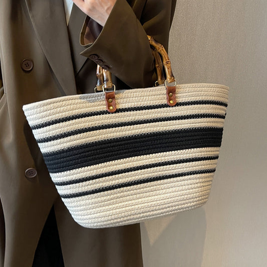 Sac cabas en paille tressée