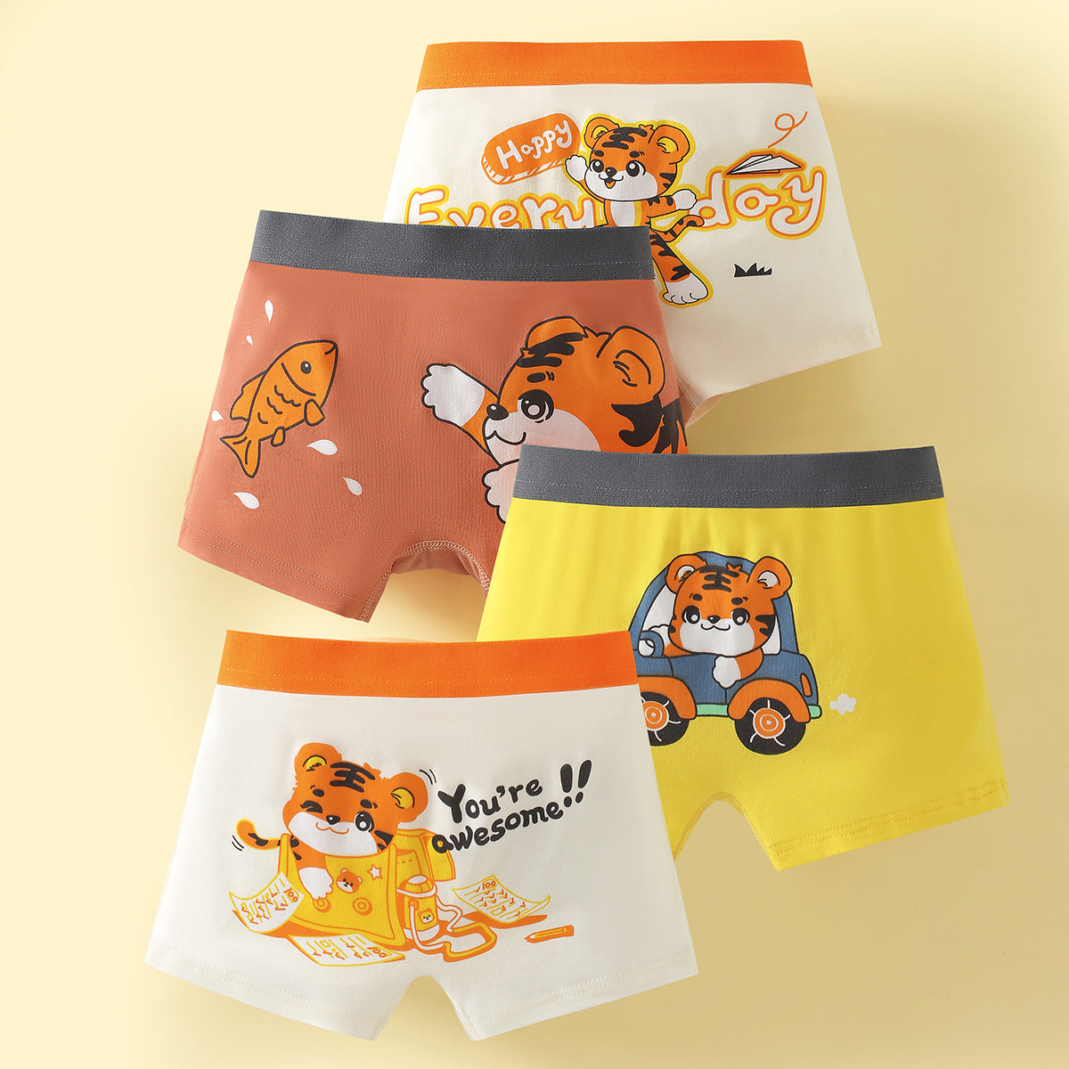 Boxers en coton pour garçons, sous-vêtements sans coutures