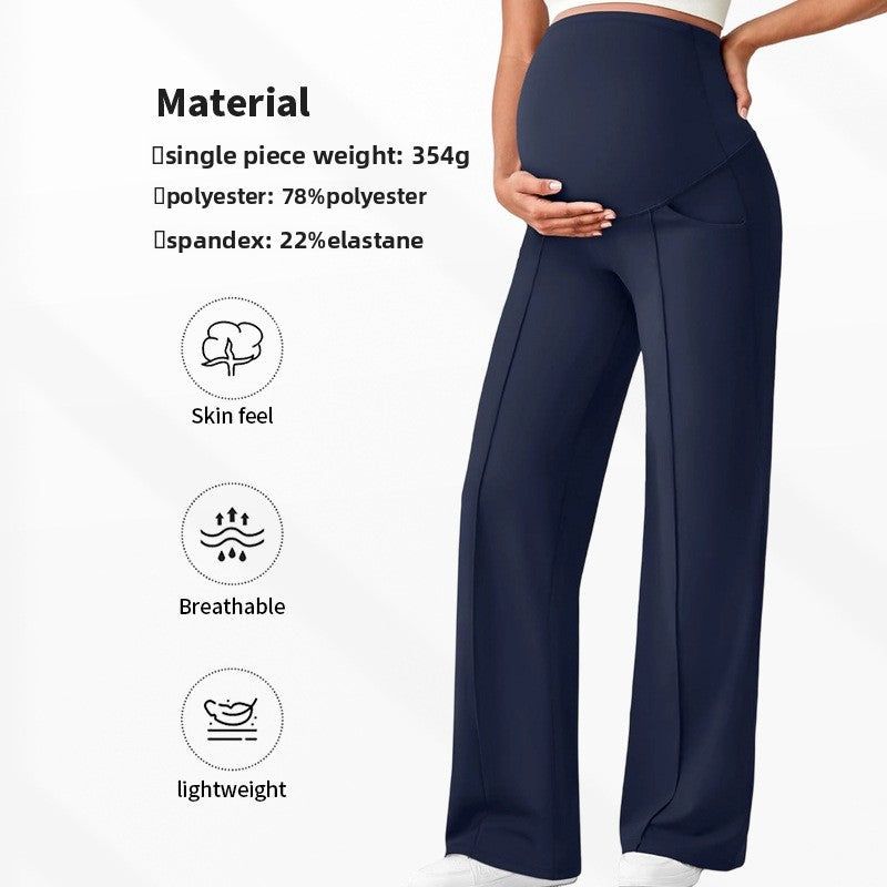 Pantalon de maternité taille haute à jambes larges