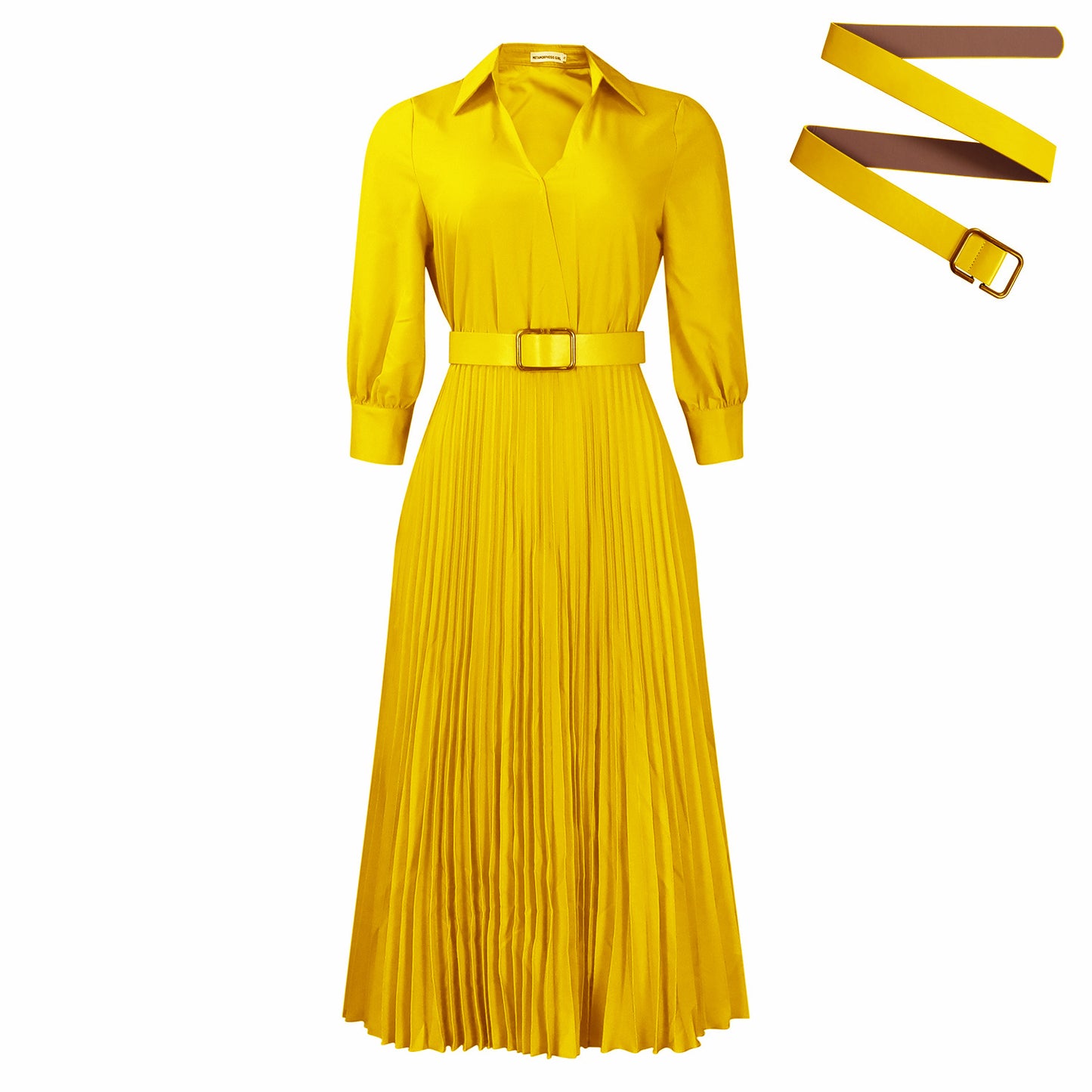 Habit :Robe plissée à col en V pour femmes