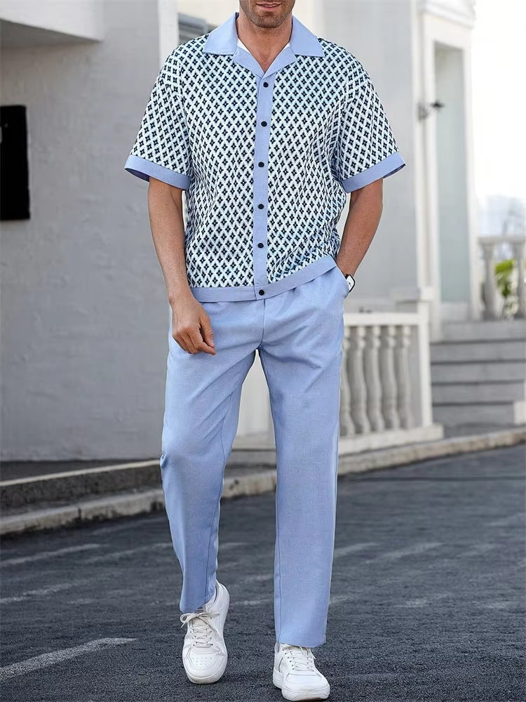 Habit :Chemise en cardigan boutonné pour homme à la plage, pantalon décontracté